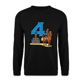 4. Geburtstag Mittelalter Ritter Burg Krieger - Unisex Pullover - Schwarz - Vorne - Alina (178cm) & Michal (187cm)