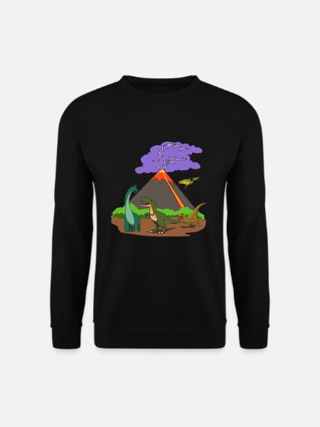 Dino Dinosaurier Vulkanausbruch Eruption Geschenk - Unisex Pullover - Schwarz