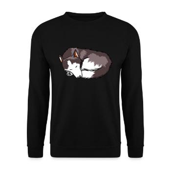 Siberian Husky Nope sleeping gift - Unisex Sweatshirt - black - Front - Alina (178cm) & Michal (187cm)