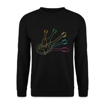 Guitare musique joueur de guitare guitariste néon - Sweat-shirt Unisexe - noir - Devant - Alina (178cm) & Michal (187cm)