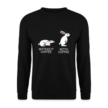 Café Buveur de café Lapin Lapin Lazy Fatigué - Sweat-shirt Unisexe - noir - Devant - Alina (178cm) & Michal (187cm)