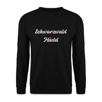 Schwarzwald Mädel Schwabe Bollenhut Geschenk - Unisex Pullover - Schwarz - Vorne - Alina (178cm) & Michal (187cm)