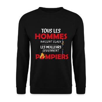 Pompier - Homme - Sapeur-Pompier - Cadeau - Rouge - Sweat-shirt Unisexe - noir - Devant - Alina (178cm) & Michal (187cm)