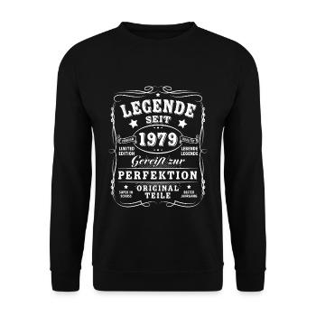 45 Geburtstag - Unisex Pullover - Schwarz - Vorne - Alina (178cm) & Michal (187cm)