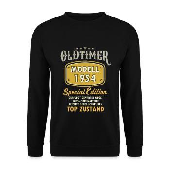 70 Geburtstag - Unisex Pullover - Schwarz - Vorne - Alina (178cm) & Michal (187cm)