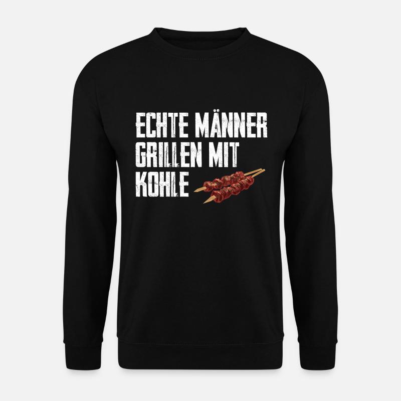Echte Männer Grillen Mit Kohle - Unisex Pullover - Schwarz