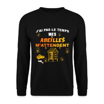 Apiculteur humour j'ai pas le temps mes abeilles - Sweat-shirt Unisexe - noir - Devant - Alina (178cm) & Michal (187cm)