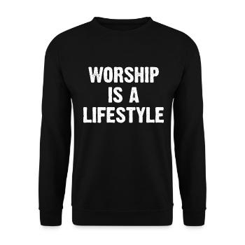 Worship Is A Lifestyle - Unisex Pullover - Schwarz - Vorne - Alina (178cm) & Michal (187cm)