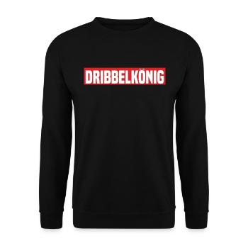 Dribbelkönig Lustiger Kreisliga Fußball Spruch - Unisex Pullover - Schwarz - Vorne - Alina (178cm) & Michal (187cm)