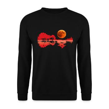 Guitar Nature Lake Shadow Guitar Design - Unisex Sweatshirt - black - Front - Alina (178cm) & Michal (187cm)