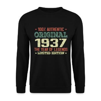 Légende Depuis 1937 Né en 1937 - 87e Anniversaire - Sweat-shirt Unisexe - noir - Devant - Alina (178cm) & Michal (187cm)