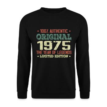 Légende Depuis 1975 Né en 1975 - 49e Anniversaire - Sweat-shirt Unisexe - noir - Devant - Alina (178cm) & Michal (187cm)