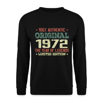Legend since 1972 Born in 1972 - 52nd birthday - Unisex Sweatshirt - black - Front - Alina (178cm) & Michal (187cm)