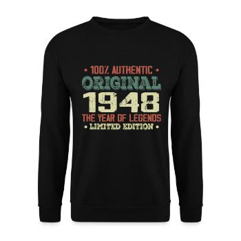 Legend Since 1948 Born in 1948 - 76th Birthday - Unisex Sweatshirt - black - Front - Alina (178cm) & Michal (187cm)