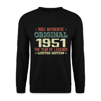 Legend Since 1951 Born in 1951 - 73rd Birthday - Unisex Sweatshirt - black - Front - Alina (178cm) & Michal (187cm)