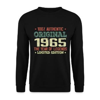 Légende Depuis 1965 Né en 1965 - 59e Anniversaire - Sweat-shirt Unisexe - noir - Devant - Alina (178cm) & Michal (187cm)