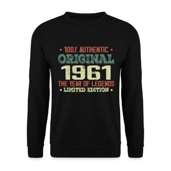 Legende seit 1961 Jahrgang 1961 - 63. Geburtstag - Unisex Pullover - Schwarz - Vorne - Alina (178cm) & Michal (187cm)