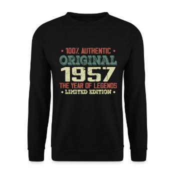 Légende Depuis 1957 Né en 1957 - 67e Anniversaire - Sweat-shirt Unisexe - noir - Devant - Alina (178cm) & Michal (187cm)