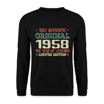 Légende Depuis 1958 Né en 1958 - 66e Anniversaire - Sweat-shirt Unisexe - noir - Devant - Alina (178cm) & Michal (187cm)