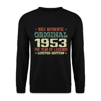 Legend since 1953 Born in 1953 - 71st birthday - Unisex Sweatshirt - black - Front - Alina (178cm) & Michal (187cm)