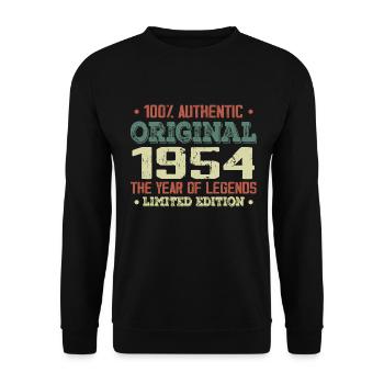 Legend since 1954 Born in 1954 - 70th Birthday - Unisex Sweatshirt - black - Front - Alina (178cm) & Michal (187cm)