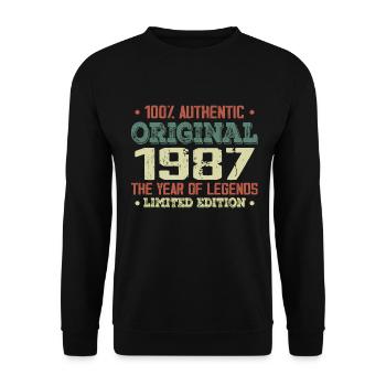 Légende Depuis 1987 Né en 1987 - 37e Anniversaire - Sweat-shirt Unisexe - noir - Devant - Alina (178cm) & Michal (187cm)