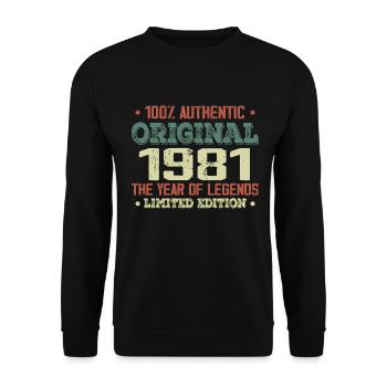 Légende Depuis 1981 Né en 1981 - 43e Anniversaire - Sweat-shirt Unisexe - noir - Devant - Alina (178cm) & Michal (187cm)