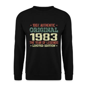 Legend since 1983 Born in 1983 - 41st birthday - Unisex Sweatshirt - black - Front - Alina (178cm) & Michal (187cm)