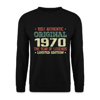 Légende Depuis 1970 Né en 1970 - 54e Anniversaire - Sweat-shirt Unisexe - noir - Devant - Alina (178cm) & Michal (187cm)