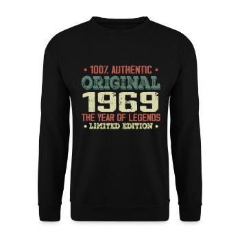 Légende Depuis 1969 Né en 1969 - 55e Anniversaire - Sweat-shirt Unisexe - noir - Devant - Alina (178cm) & Michal (187cm)