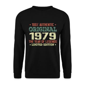 Legend since 1979 Born in 1979 - 45th Birthday - Unisex Sweatshirt - black - Front - Alina (178cm) & Michal (187cm)