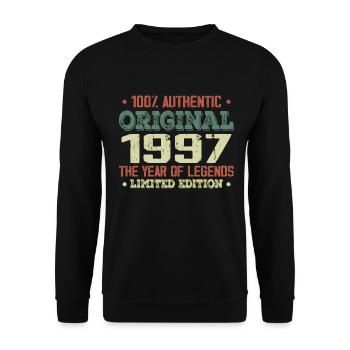 Legend since 1997 Born in 1997 - 27th birthday - Unisex Sweatshirt - black - Front - Alina (178cm) & Michal (187cm)
