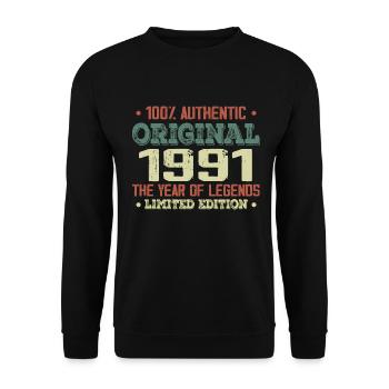 Légende Depuis 1991 Né en 1991 - 33e Anniversaire - Sweat-shirt Unisexe - noir - Devant - Alina (178cm) & Michal (187cm)