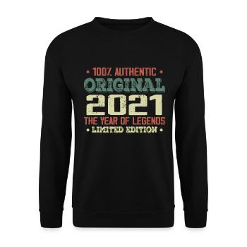 Legende seit 2021 Jahrgang 2021 - 3. Jubiläum - Unisex Pullover - Schwarz - Vorne - Alina (178cm) & Michal (187cm)