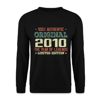 Legend since 2010 Born in 2010 - 14th Birthday - Unisex Sweatshirt - black - Front - Alina (178cm) & Michal (187cm)