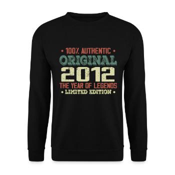 Légende Depuis 2012 Né en 2012 - 12e Anniversaire - Sweat-shirt Unisexe - noir - Devant - Alina (178cm) & Michal (187cm)