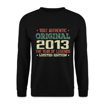 Légende Depuis 2013 Né en 2013 - 11e Anniversaire - Sweat-shirt Unisexe - noir - Devant - Alina (178cm) & Michal (187cm)