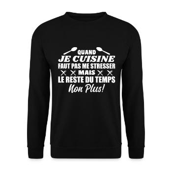 Ch'ti Cuisinier, Cuisine Nord Pas De Calais Humour - Sweat-shirt Unisexe - noir - Devant - Alina (178cm) & Michal (187cm)