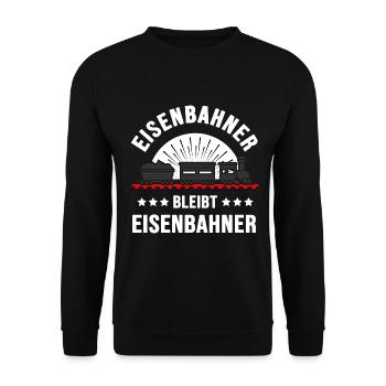 Eisenbahn Lokomotive Modeleisenbahn - Unisex Pullover - Schwarz - Vorne - Alina (178cm) & Michal (187cm)
