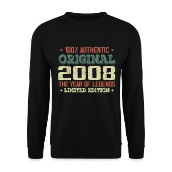 Légende Depuis 2008 Né en 2008 - 16e Anniversaire - Sweat-shirt Unisexe - noir - Devant - Alina (178cm) & Michal (187cm)