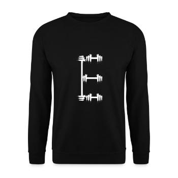 Buchstabe E Fitness Hantel - Unisex Pullover - Schwarz - Vorne - Alina (178cm) & Michal (187cm)