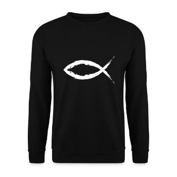 Fish christianity symbol religion church white - Unisex Sweatshirt - black - Front - Alina (178cm) & Michal (187cm)