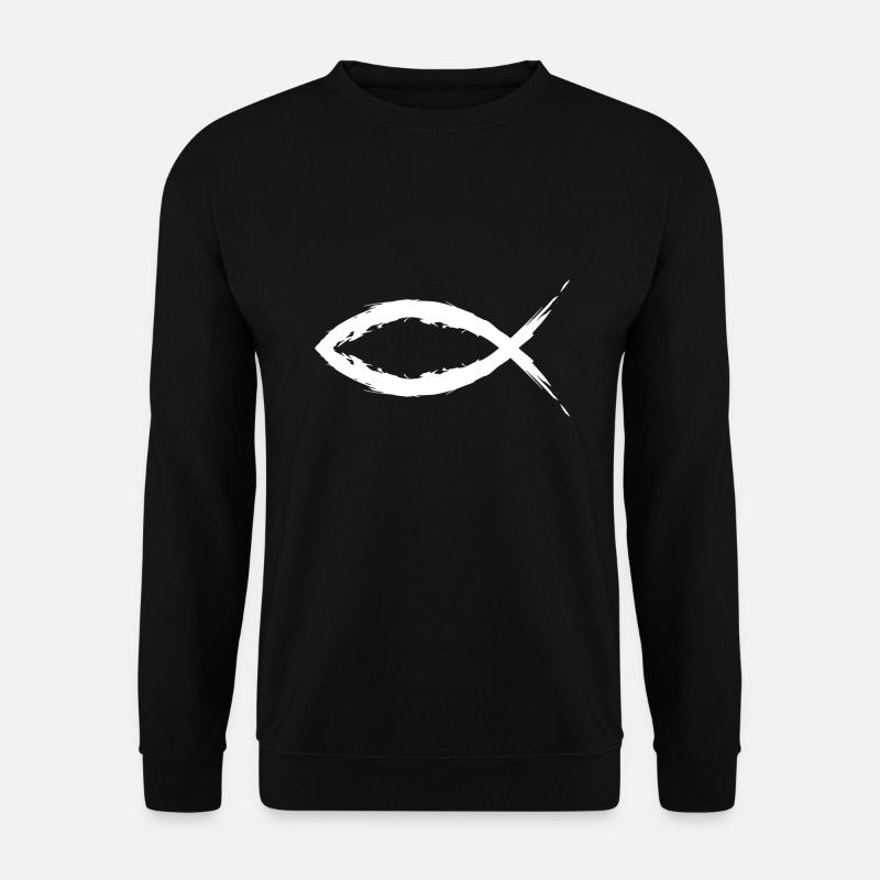 Fisch Christentum Symbol Religion Kirche weiß - Unisex Pullover - Schwarz