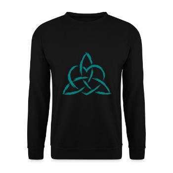 Triquetra Keltisches Herz Knoten Symbol - Unisex Pullover - Schwarz - Vorne - Alina (178cm) & Michal (187cm)