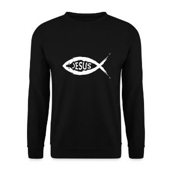 Poisson symbole jésus religion - Sweat-shirt Unisexe - noir - Devant - Alina (178cm) & Michal (187cm)