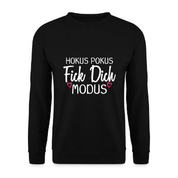 Hokus Pokus Fick dich Modus - Unisex Pullover - Schwarz - Vorne - Alina (178cm) & Michal (187cm)
