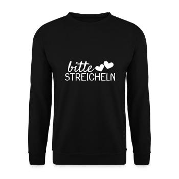 Bitte Streicheln Herz - Unisex Pullover - Schwarz - Vorne - Alina (178cm) & Michal (187cm)