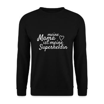 Meine Mama ist meine Superheldin - Unisex Pullover - Schwarz - Vorne - Alina (178cm) & Michal (187cm)