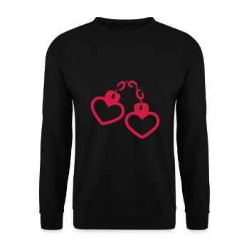 Handschelle Herz - Unisex Pullover - Schwarz - Vorne - Alina (178cm) & Michal (187cm)