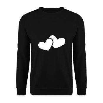 Double coeur blanc - Sweat-shirt Unisexe - noir - Devant - Alina (178cm) & Michal (187cm)
